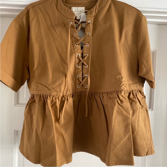 Sézane Lace Up Carmel Blouse - Picture 3 of 4